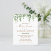 Budget Eucalyptus Greenery Gold Baby shower Invite (Staand voorkant)