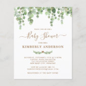 Budget Eucalyptus Greenery Gold Baby shower Invite (Voorkant)