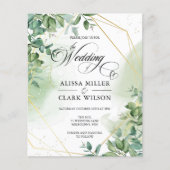 BUDGET Eucalyptus Greenery Gold Weddenschap (Voorkant)