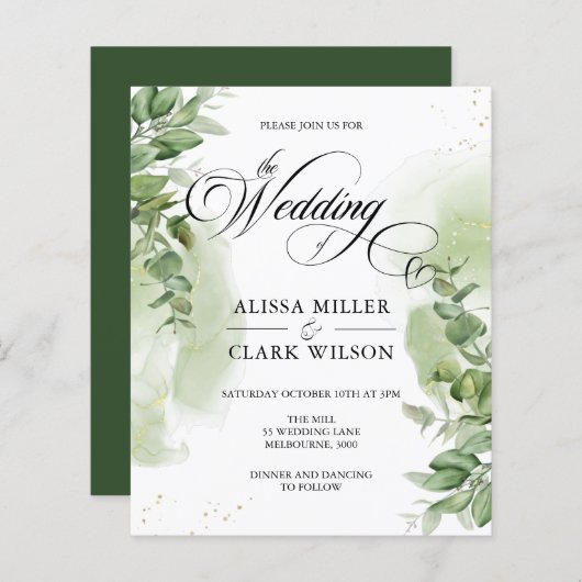 BUDGET Eucalyptus Greenery Gold Weddenschap (Voorkant / Achterkant)