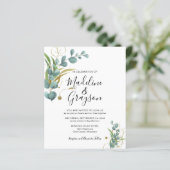BUDGET Eucalyptus Greenery Gold Weddenschap (Staand voorkant)