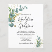 BUDGET Eucalyptus Greenery Gold Weddenschap (Voorkant)
