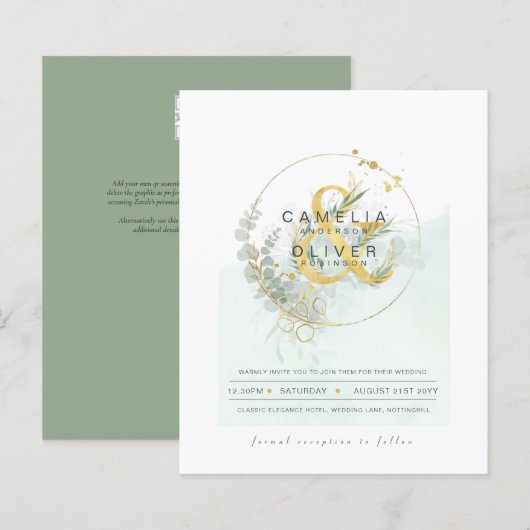 BUDGET Eucalyptus Greenery Gold Wedding QR CODE IN (Voorkant / Achterkant)
