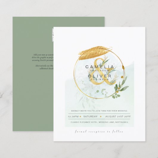 BUDGET Eucalyptus Greenery Gold Wedding QR CODE IN (Voorkant / Achterkant)