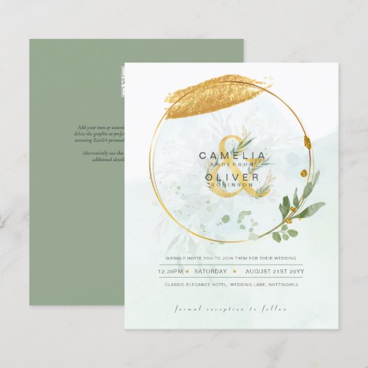 BUDGET Eucalyptus Greenery Gold Wedding QR CODE IN (Voorkant / Achterkant)