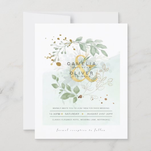 BUDGET Eucalyptus Greenery Gold Wedding QR CODE IN (Voorkant)