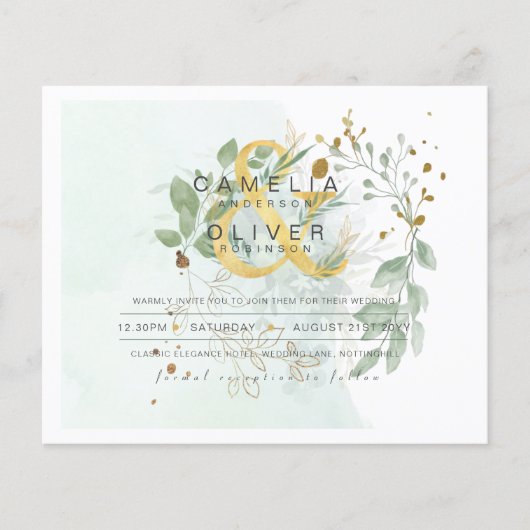 BUDGET Eucalyptus Greenery Gold Wedding QR CODE IN (Voorkant)