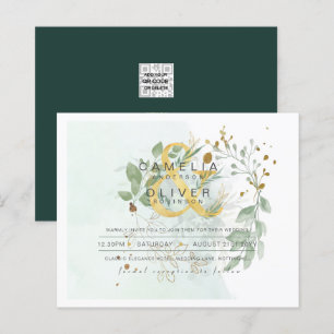 BUDGET Eucalyptus Greenery Gold Wedding QR CODE IN