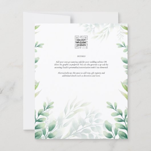 BUDGET Eucalyptus Greenery Gold Wedding QR CODE IN (Achterkant)