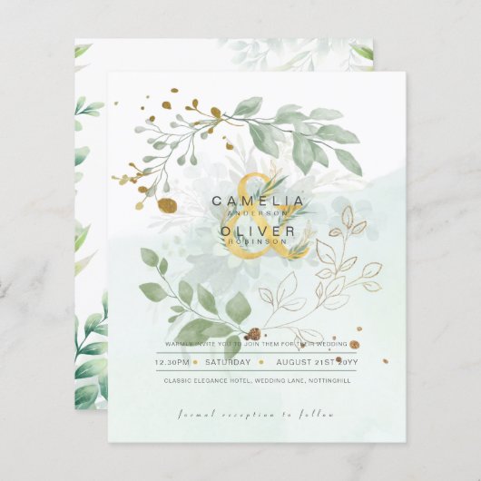 BUDGET Eucalyptus Greenery Gold Wedding QR CODE IN (Voorkant / Achterkant)