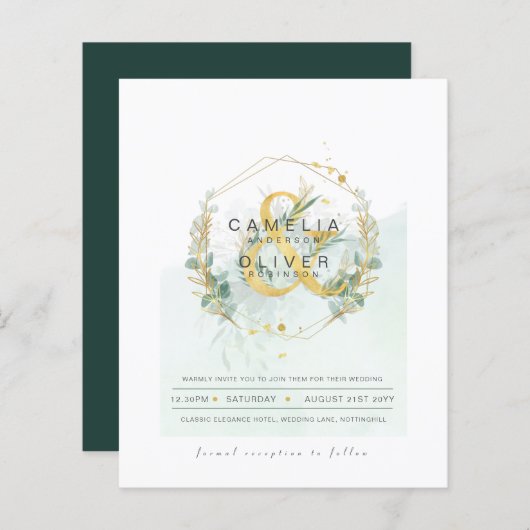BUDGET Eucalyptus Greenery Gold Wedding QR CODE IN (Voorkant / Achterkant)