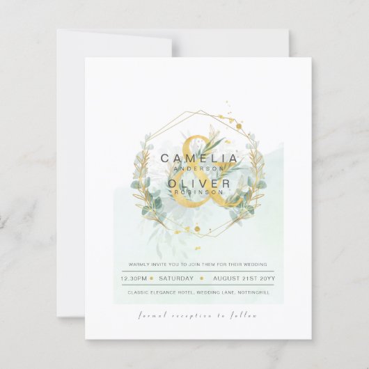 BUDGET Eucalyptus Greenery Gold Wedding QR CODE IN (Voorkant)