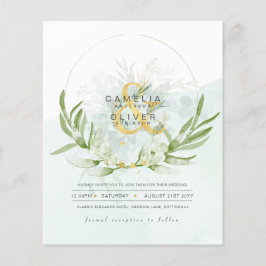 BUDGET Eucalyptus Greenery Gold Wedding QR CODE IN Flyer