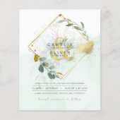 BUDGET Eucalyptus Greenery Gold Wedding QR CODE IN Flyer (Voorkant)