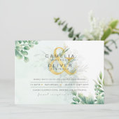 BUDGET Eucalyptus Greenery Gold Wedding QR CODE IN Kaart (Staand voorkant)