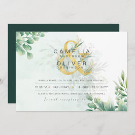 BUDGET Eucalyptus Greenery Gold Wedding QR CODE IN Kaart
