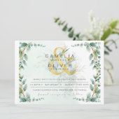 BUDGET Eucalyptus Greenery Gold Wedding QR CODE IN Kaart (Staand voorkant)