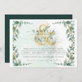BUDGET Eucalyptus Greenery Gold Wedding QR CODE IN Kaart (Voorkant / Achterkant)