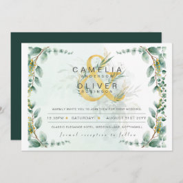 BUDGET Eucalyptus Greenery Gold Wedding QR CODE IN Kaart