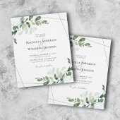 Budget Eucalyptus Greenery Gold Wedding Uitnodigin