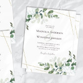 Budget Eucalyptus Greenery Gold Wedding Uitnodigin