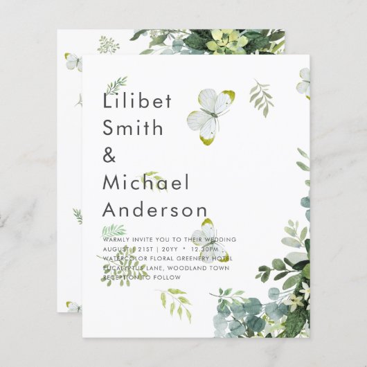 BUDGET Eucalyptus Greenery Leaf Botanical Wedding (Voorkant / Achterkant)