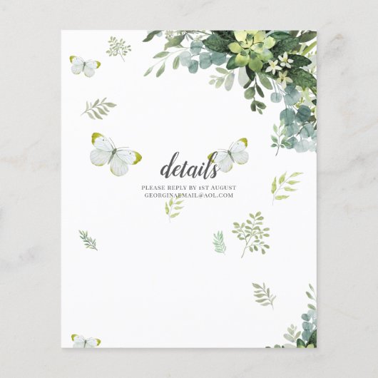 BUDGET Eucalyptus Greenery Leaves Emerald Wedding Flyer (Achterkant)