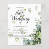BUDGET Eucalyptus Greenery Leaves Emerald Wedding Flyer (Voorkant)