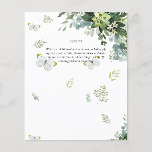 BUDGET Eucalyptus Greenery Leaves Emerald Wedding Flyer (Achterkant)