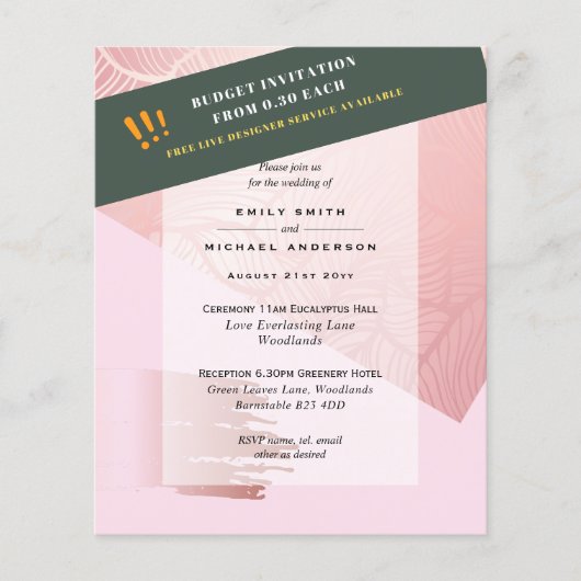 BUDGET EUCALYPTUS Greenery Leaves Wedding INVITES Flyer (Voorkant)