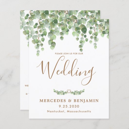 Budget Eucalyptus Greenery QR Code Weddenschap Uit (Voorkant / Achterkant)