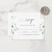 Budget Eucalyptus Greenery RSVP-kaart Notitiekaartje (Voorkant / Achterkant in situ)