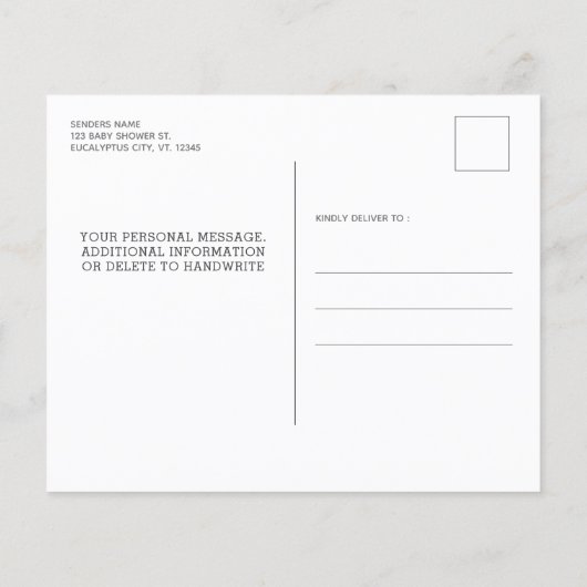 Budget Eucalyptus Greenery Sage Baby shower Uitnod (Achterkant)