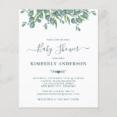 Budget Eucalyptus Greenery Sage Baby shower Uitnod (Voorkant)