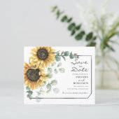 Budget Eucalyptus Greenery Sunflower Save the Date (Staand voorkant)