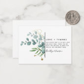 BUDGET Eucalyptus Greenery Weddenschap Notitiekaartje (Voorkant / Achterkant in situ)