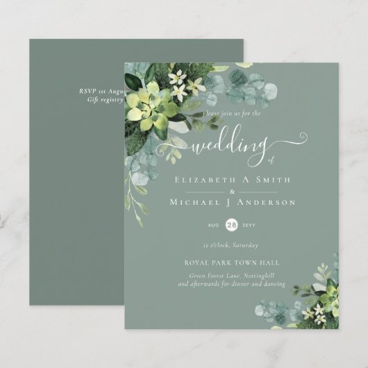 BUDGET Eucalyptus greenery Wedding (Voorkant / Achterkant)