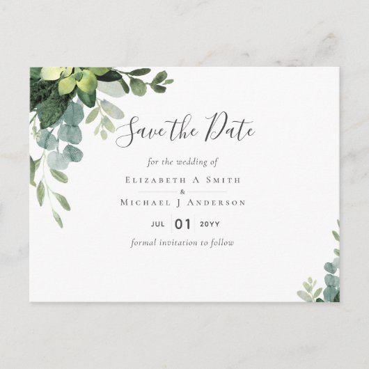 BUDGET Eucalyptus greenery Wedding Briefkaart (Voorkant)
