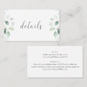 Budget Eucalyptus Greenery Wedding Details Kaart Visitekaartje (Voorkant / Achterkant)