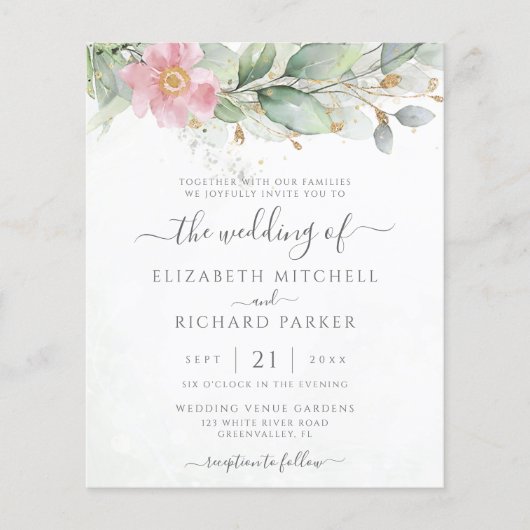 Budget Eucalyptus Greenery Wedding Invitation (Voorkant)