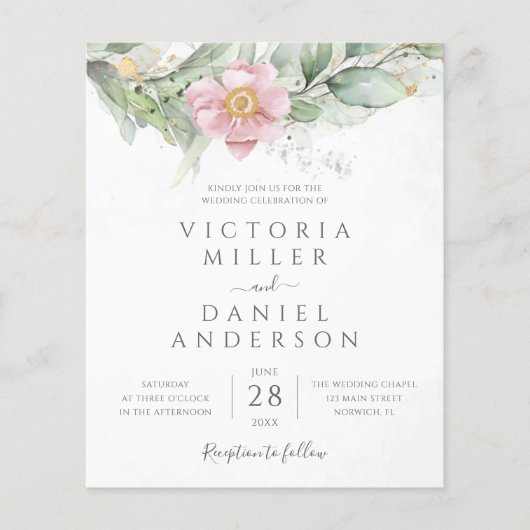 Budget Eucalyptus Greenery Wedding Invitation (Voorkant)