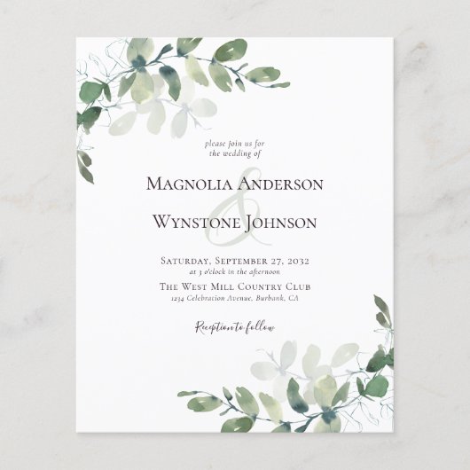Budget Eucalyptus Greenery Wedding Invitation (Voorkant)