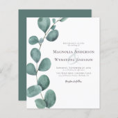 Budget Eucalyptus Greenery Wedding Invitation (Voorkant / Achterkant)