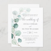 Budget Eucalyptus Greenery Wedding Invitation (Voorkant / Achterkant)
