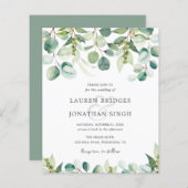 Budget Eucalyptus Greenery Wedding Invitation (Voorkant / Achterkant)