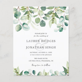 Budget Eucalyptus Greenery Wedding Invitation