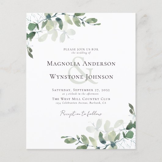 Budget Eucalyptus Greenery Wedding Invitation (Voorkant)
