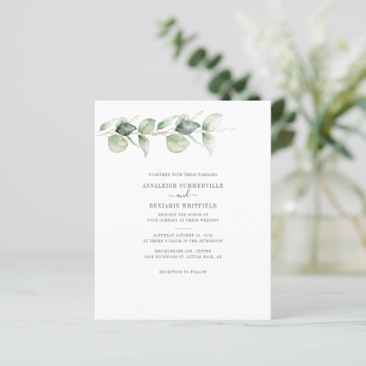 Budget Eucalyptus Greenery Wedding Invitation (Staand voorkant)