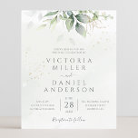Budget Eucalyptus Greenery Wedding Invitation<br><div class="desc">Mooie trouwuitnodiging met waterverf eucalyptus en goudbladeren.</div>