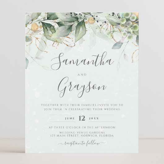 Budget Eucalyptus Greenery Wedding Invitation